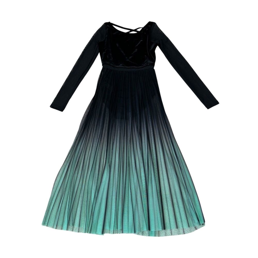 Weissman Pleated Ombré Dress Black and Seafoam Green Size Medium Child